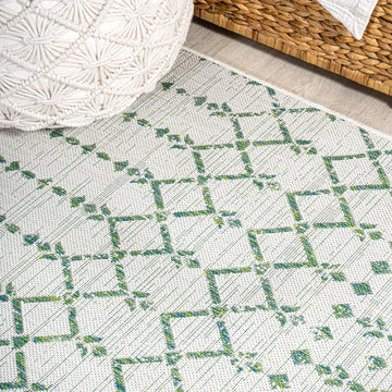 Ourika Moroccan Geometric Textured Weave Indoor/outdoor Square Rug